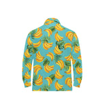 Banana Palm Leaves pattern background Men's Long Sleeve Polo Shirt