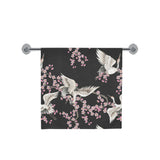 Japanese crane pink sakura pattern Bath Towel