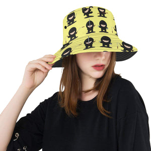 Cute ninja yellow background Unisex Bucket Hat