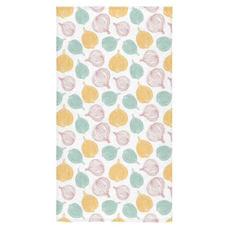 colorful onions white background Bath Towel