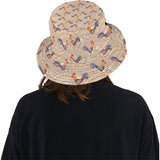 Cute rooster chicken cock floral ornament backgrou Unisex Bucket Hat