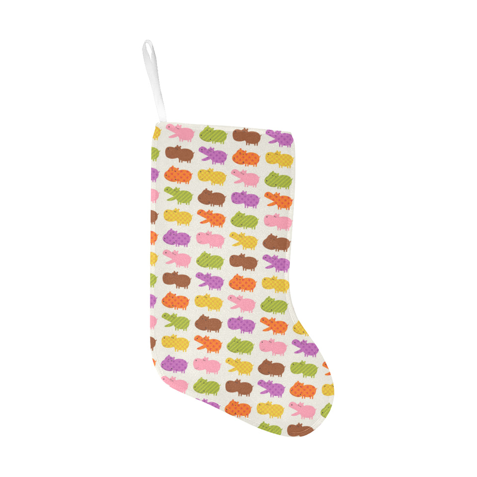 Hippopotamus Pattern Print Design 01 Christmas Stocking