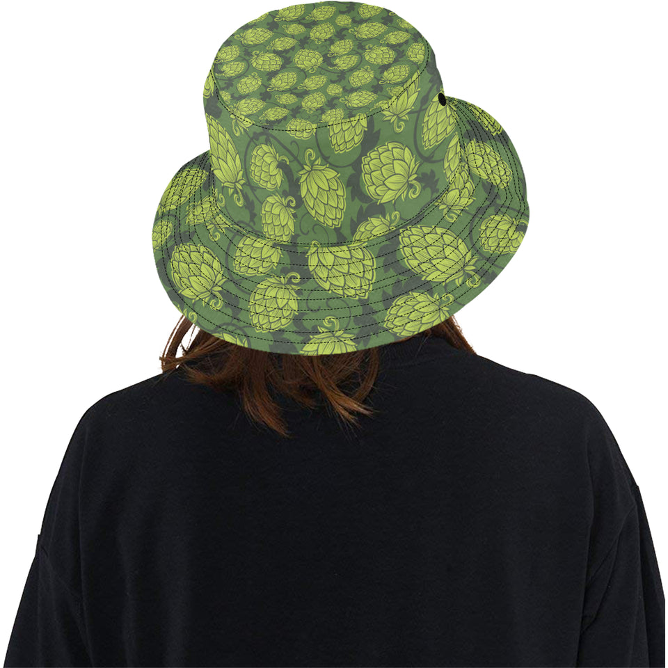 Hop pattern Hop cone background Unisex Bucket Hat