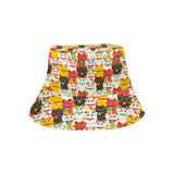 Colorful Maneki neko cat pattern Unisex Bucket Hat