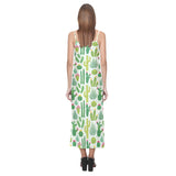 Cactus pattern copy V-Neck Open Fork Long Dress