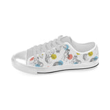 Siberian husky and colorful circle pattern Men's Low Top Shoes White