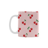 cherry pattern pink background Classical White Mug (Fulfilled In US)