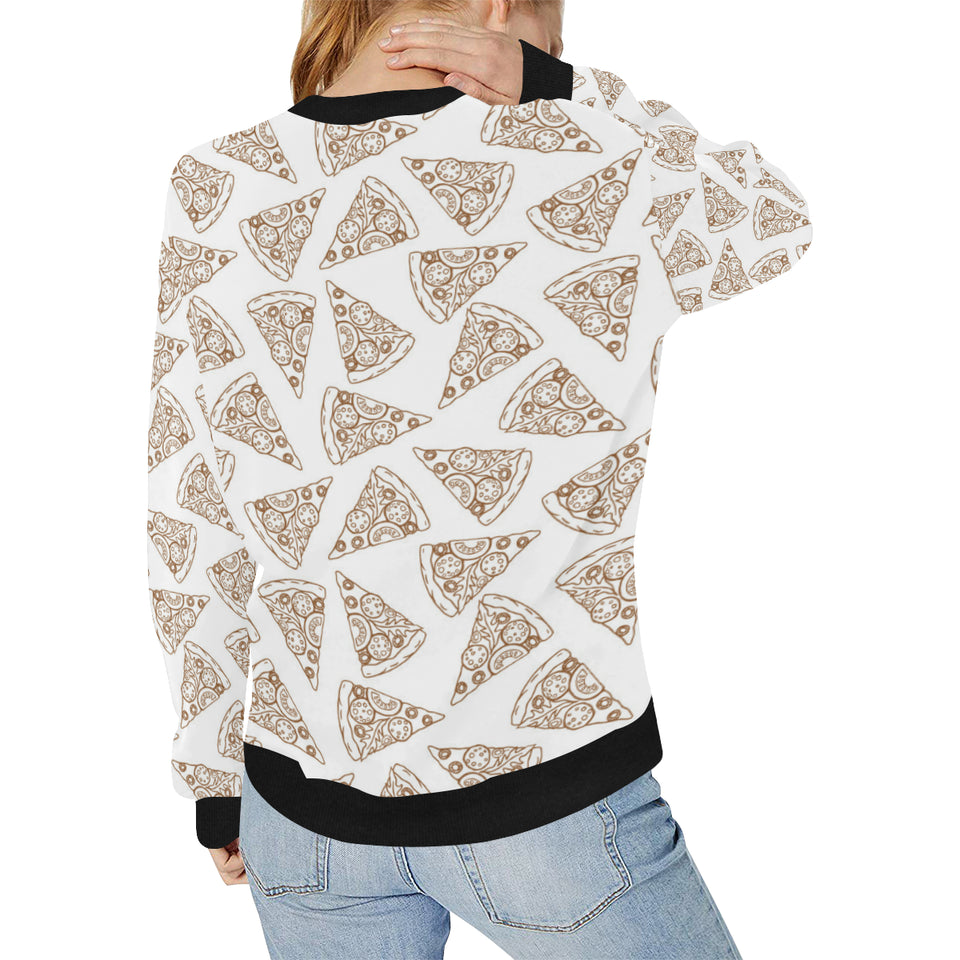 Hand drawn pizza pattern Women's Crew Neck Sweatshirt
