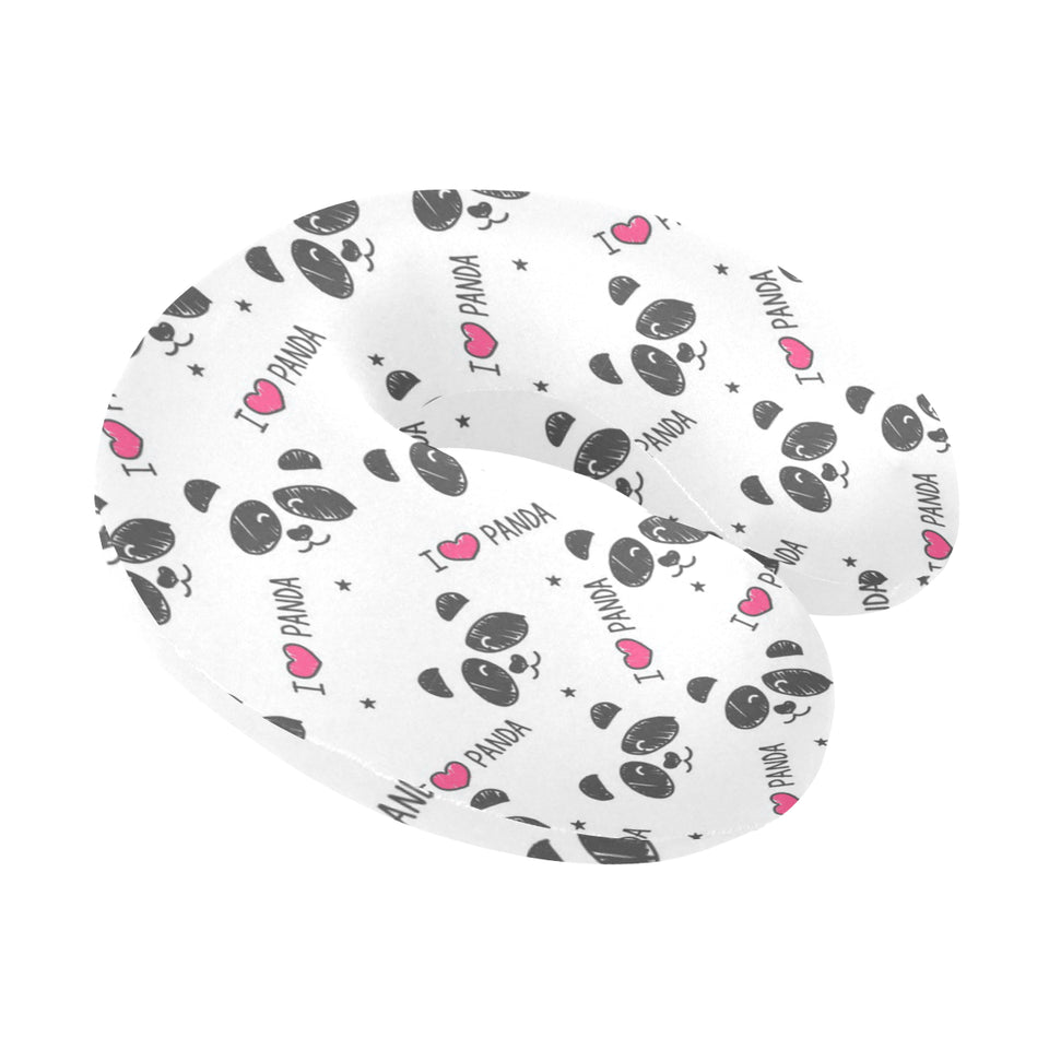 Hand Drawn faces of pandas pattern U-Shaped Travel Neck Pillow