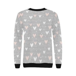 Heart pattern gray background Women's Crew Neck Sweatshirt