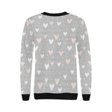 Heart pattern gray background Women's Crew Neck Sweatshirt