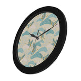 Bonsai bamboo stork japanese pattern cream theme Elegant Black Wall Clock