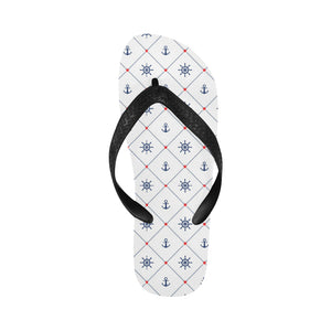 Anchor rudder nautical design pattern Unisex Flip Flops