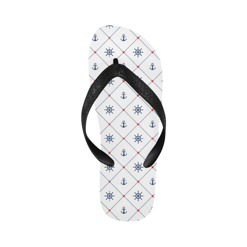 Anchor rudder nautical design pattern Unisex Flip Flops