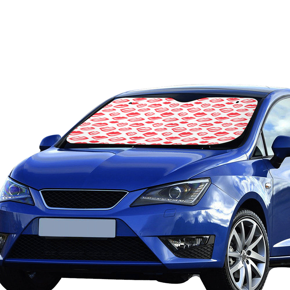 Lips Pattern Print Design 05 Car Sun Shade