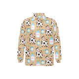 Cow bottle of milk pattern Men's Long Sleeve Polo Shirt