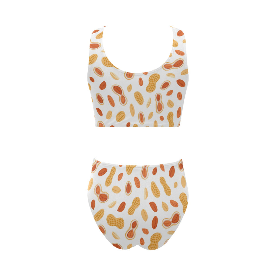 peanuts pattern Chest Bowknot High Waisted Bikini Swimsuit