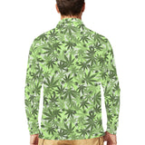 Canabis Marijuana Weed Pattern Print Design 01 Men's Long Sleeve Polo Shirt