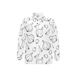 Garlic pattern black white Men's Long Sleeve Polo Shirt