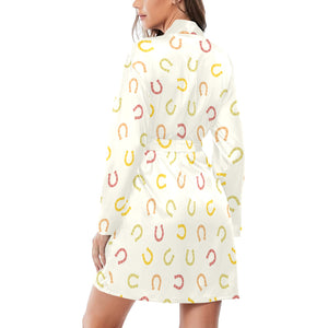 Horseshoes Pattern Print Design 02 Women's Long Sleeve Belted Night Robe