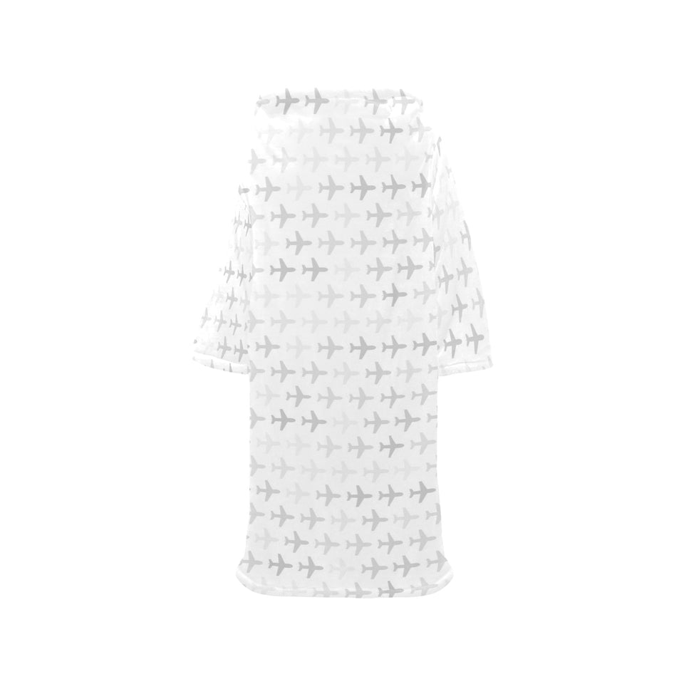Airplane print pattern Blanket Robe with Sleeves