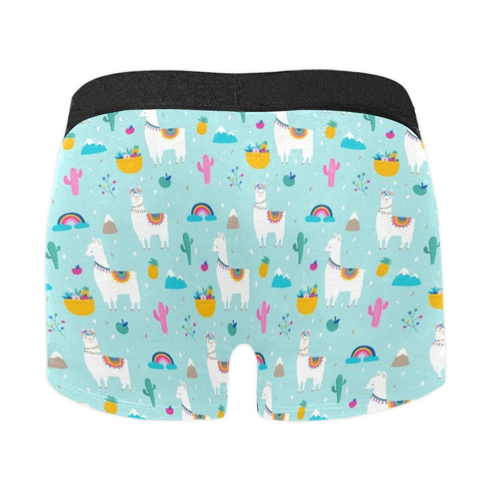 Llama alpaca cactus leaves pattern Men's All Over Print Boxer Briefs Men's Underwear