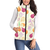 Onion garlic white red pattern Women's Padded Vest