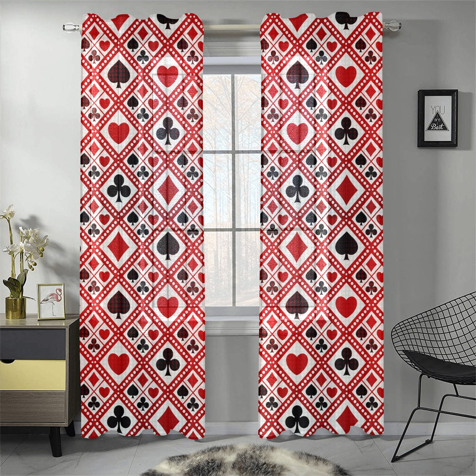 Casino Cards Suits Pattern Print Design 03 Gauze Curtain