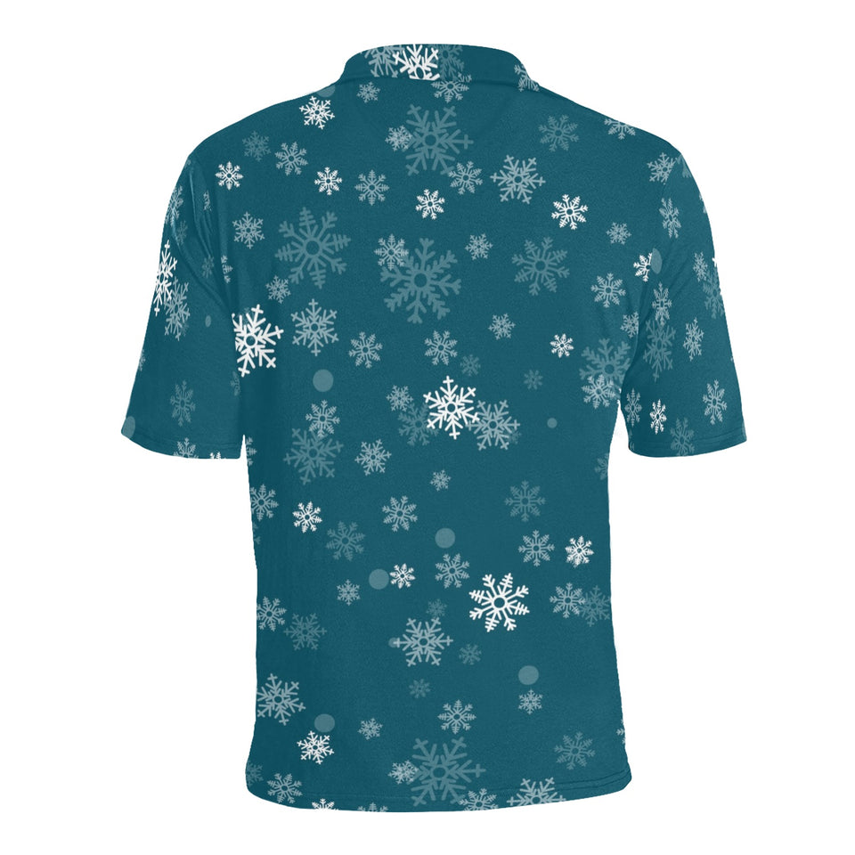Snowflake pattern dark background Men's All Over Print Polo Shirt