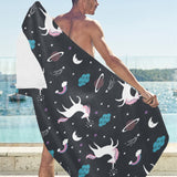 unicorn rainbows moon clound star pattern Beach Towel