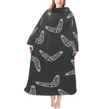Hand drawn boomerang Australian aboriginal ornamen Blanket Robe with Sleeves