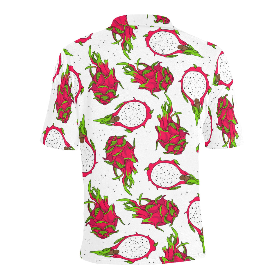 dragon fruits white background Men's All Over Print Polo Shirt