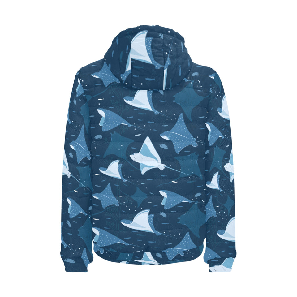 Stingray Pattern Print Design 04 Men's Padded Hooded Jacket