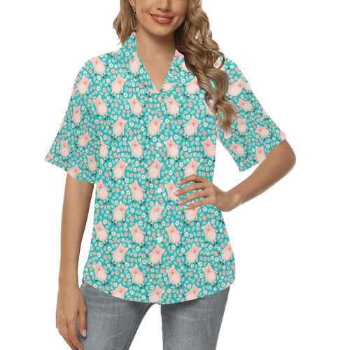 Pig Pattern Print Design 01 Women's All Over Print Hawaiian Shirt