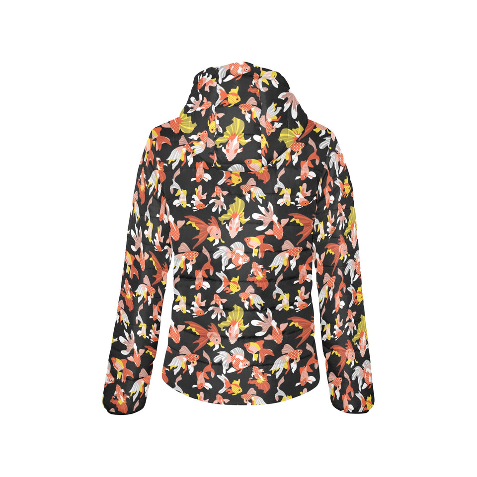 Goldfish Pattern Print Design 03 Women's Padded Hooded Jacket