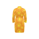 Sun green background Men's Long Sleeve Belted Night Robe