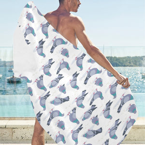 Pigeon Pattern Print Design 03 Beach Towel