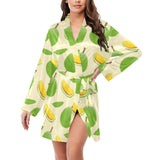 Durian pattern Women's Long Sleeve Belted Night Robe