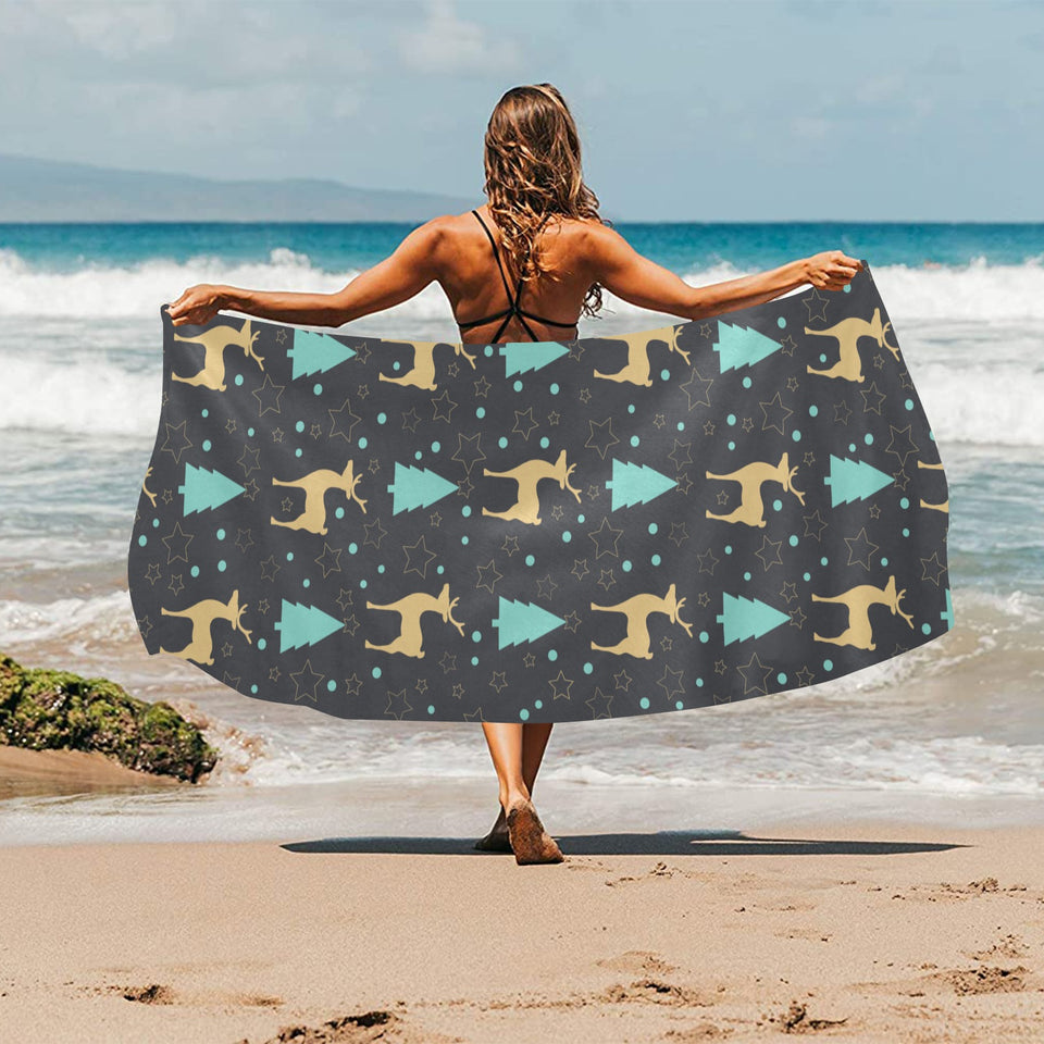 Deers star tree pattern Beach Towel