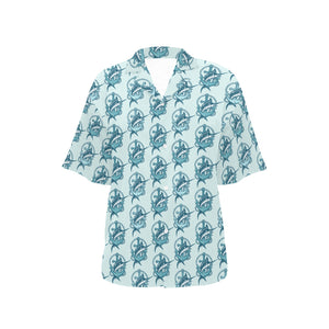 Swordfish Pattern Print Design 05 Women's All Over Print Hawaiian Shirt