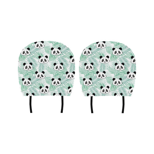 Panda pattern tropical leaves background Car Headrest Cover