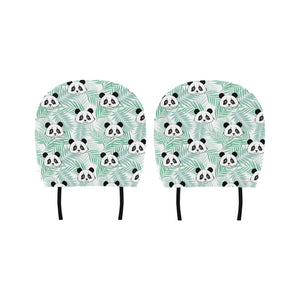 Panda pattern tropical leaves background Car Headrest Cover