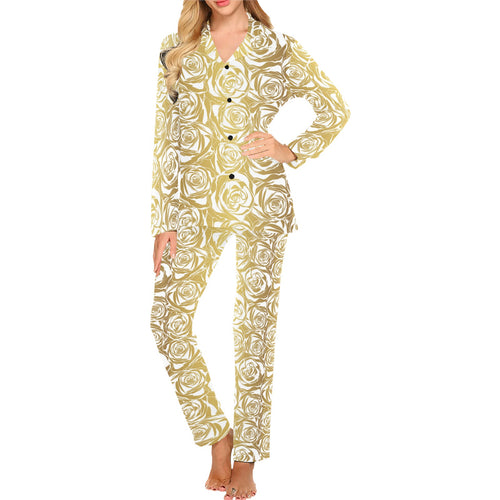 Rose Pattern Print Design 05 Women's Long Pajama Set