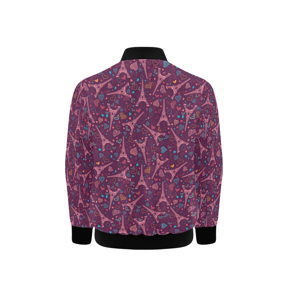 Eiffel Tower Heart Pattern Print Design 04 Kids' Boys' Girls' Bomber Jacket