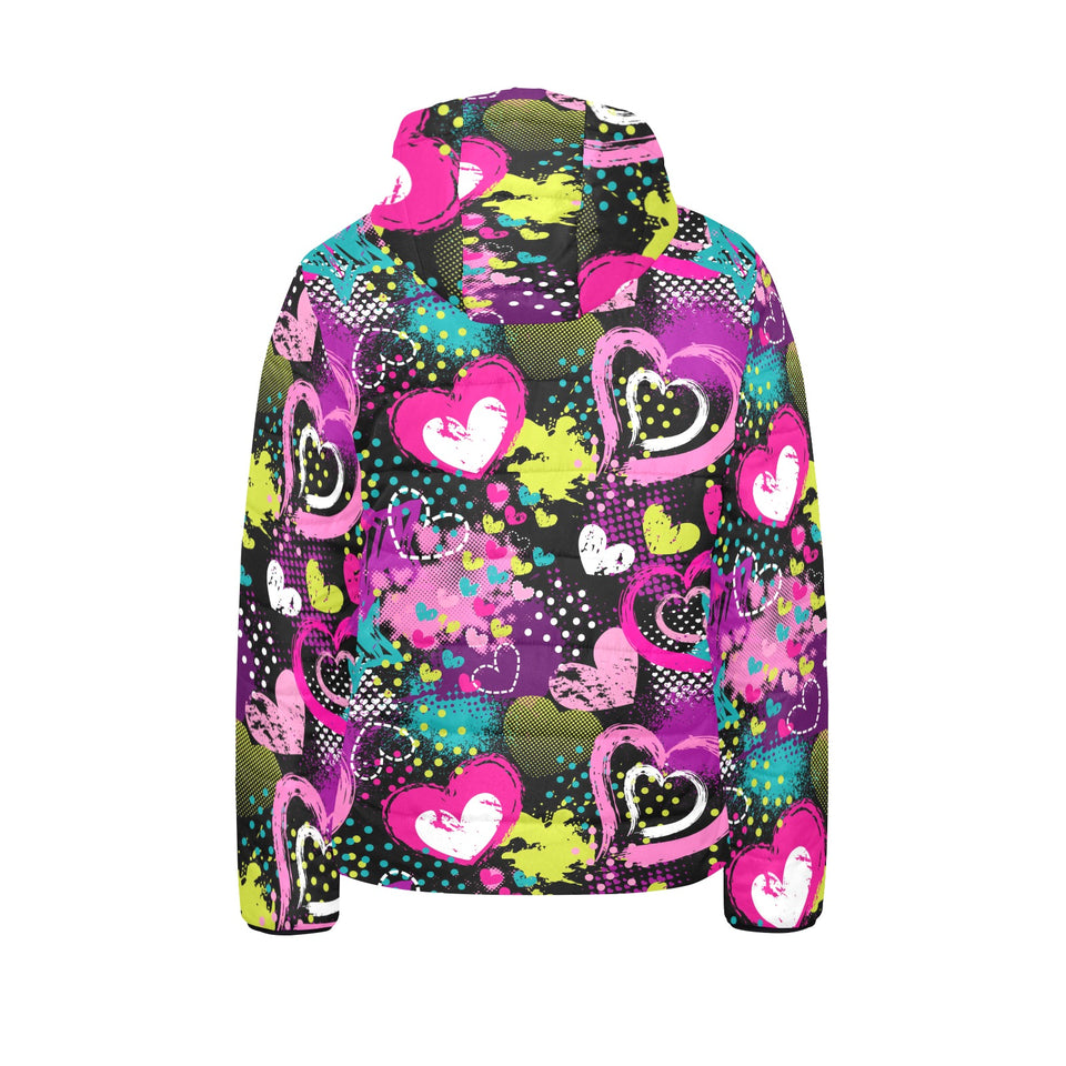 heart dot wave star creative design pattern Kids' Boys' Girls' Padded Hooded Jacket