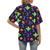 Colorful halloween background Women's All Over Print Hawaiian Shirt