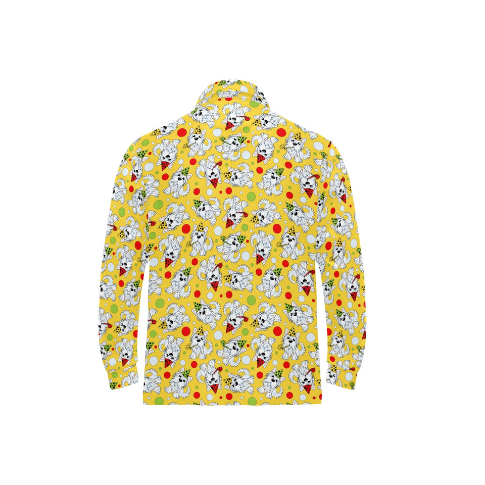 Yorkshire Terrier Pattern Print Design 05 Men's Long Sleeve Polo Shirt