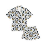 Lion Pattern Print Design 05 Kids' Boys' Girls' V-Neck Short Pajama Set