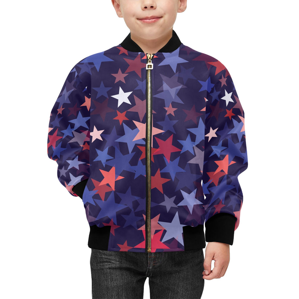 Red blue star pattern Kids' Boys' Girls' Bomber Jacket