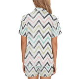 zigzag chevron paint pattern Women's V-Neck Short Pajama Set